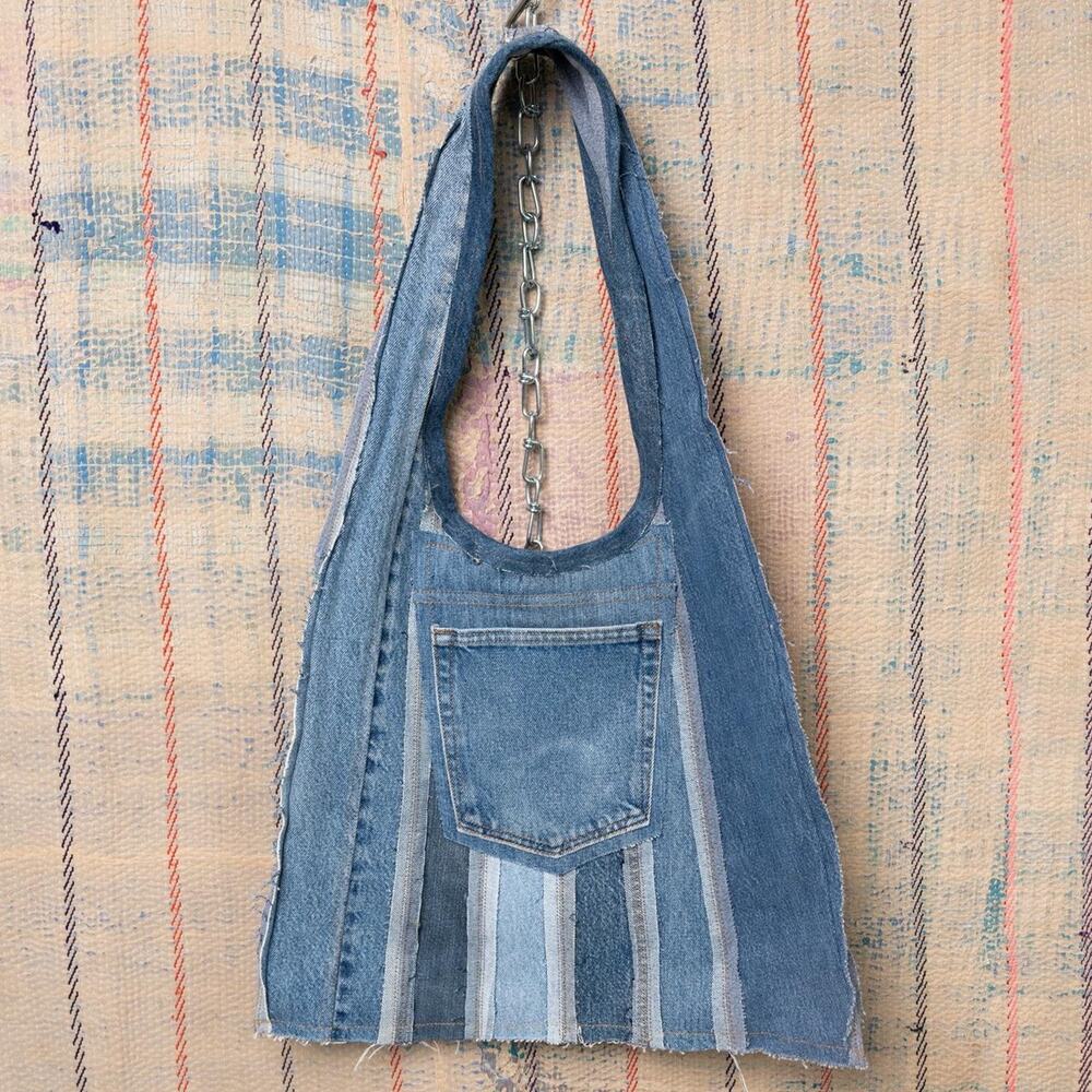 Custom upcycled shoulder bag